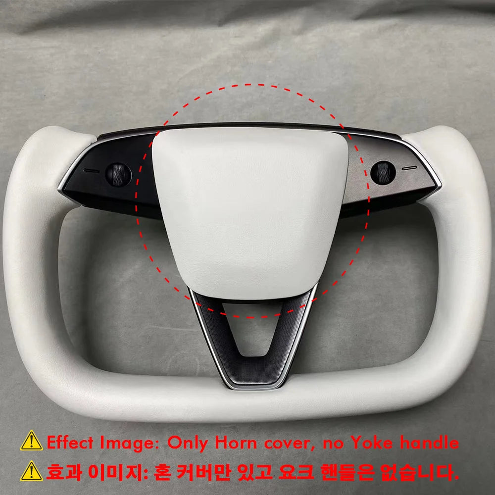 White Horn Cover Decoration for Steering Wheel Designed for Tesla