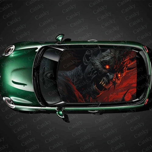 Scary Monster Design Car Roof Sticker Wrap Racing SUV Accessories