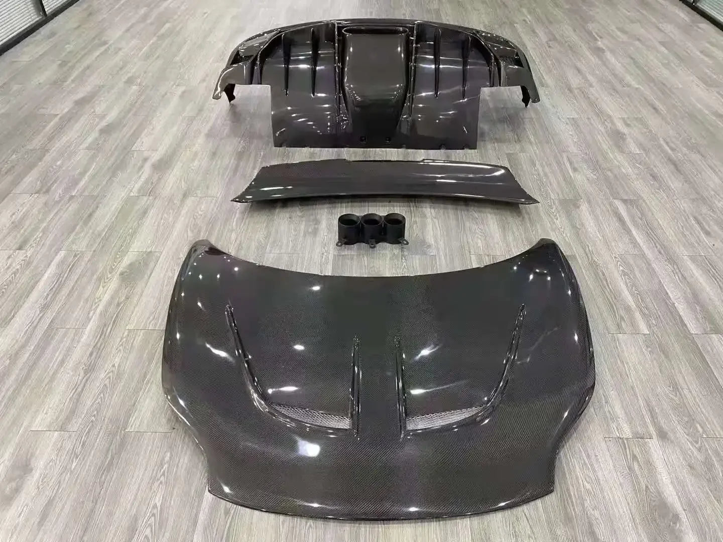 458 Vorstein Style Half Carbon Fiber Body Kit Front Rear Bumper Engine