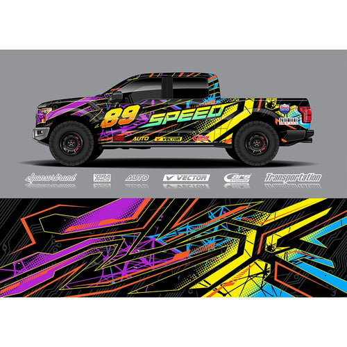 Yellow-green Gradient Full Body Racing RV Graphic Decals Vinyl Wrap