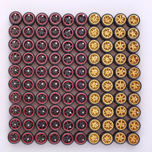 5Sets 1/64 Alloy Car Wheels With Rubber Tires Model Car Modified Parts