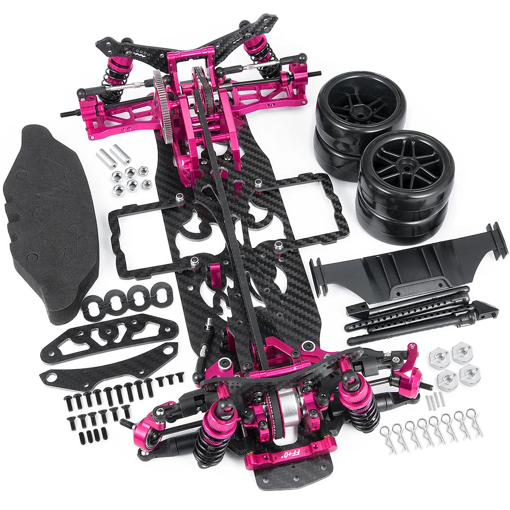 YEAHRUN Alloy & Carbon RC Car Chassis Frame with 4 Wheels 256mm