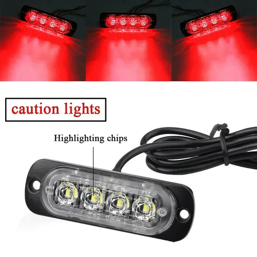 12V 4LED Led Warning Light Off-Road Car Trucks Safety Urgent Working