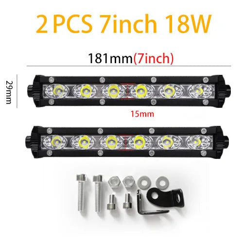 7'' 13'' inch Slim LED Light Bar Single Row 18W 36W 12V Daytime