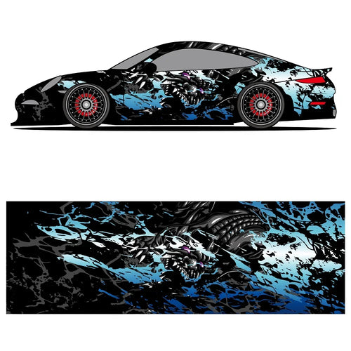 Sugar Skull Art Racing Car Graphic Decal Full Body Racing Vinyl Wrap