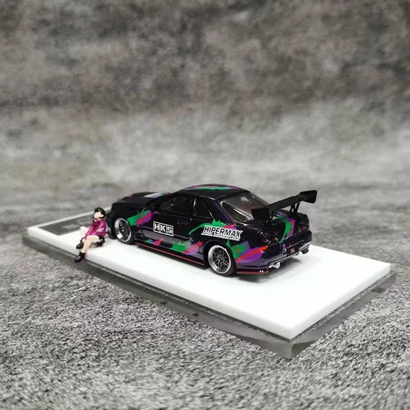 Time Micro  Model Car GTR34 Open Hood Alloy Die-Cast -HKS Coating