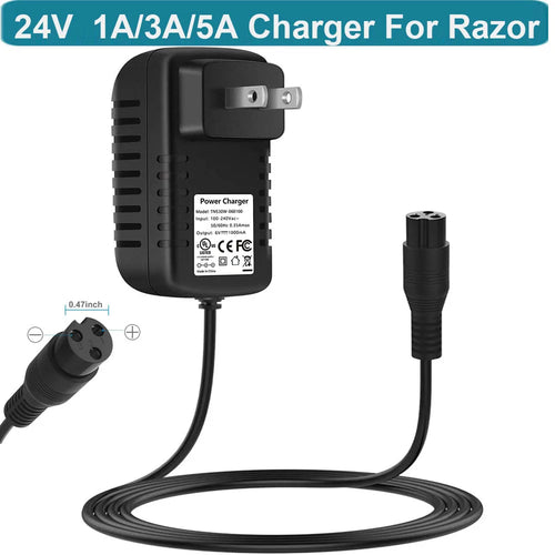 24V Charger for Razor Electric Scooter MX350, Dirt Bike, E100 Crazy