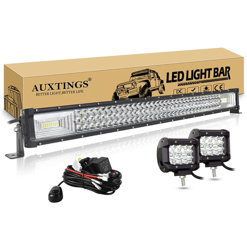 7D 22- 52in 270W-675W Off Road LED Light Bar with 2x36W Work Light