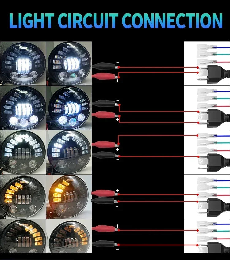 7 Inch Car LED Round Headlight Motorcycle Headlight Angel Eye Lamp