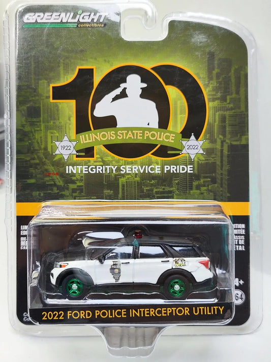 1: 64 2022 Ford Police Explorer Illinois Police Car Green Edition