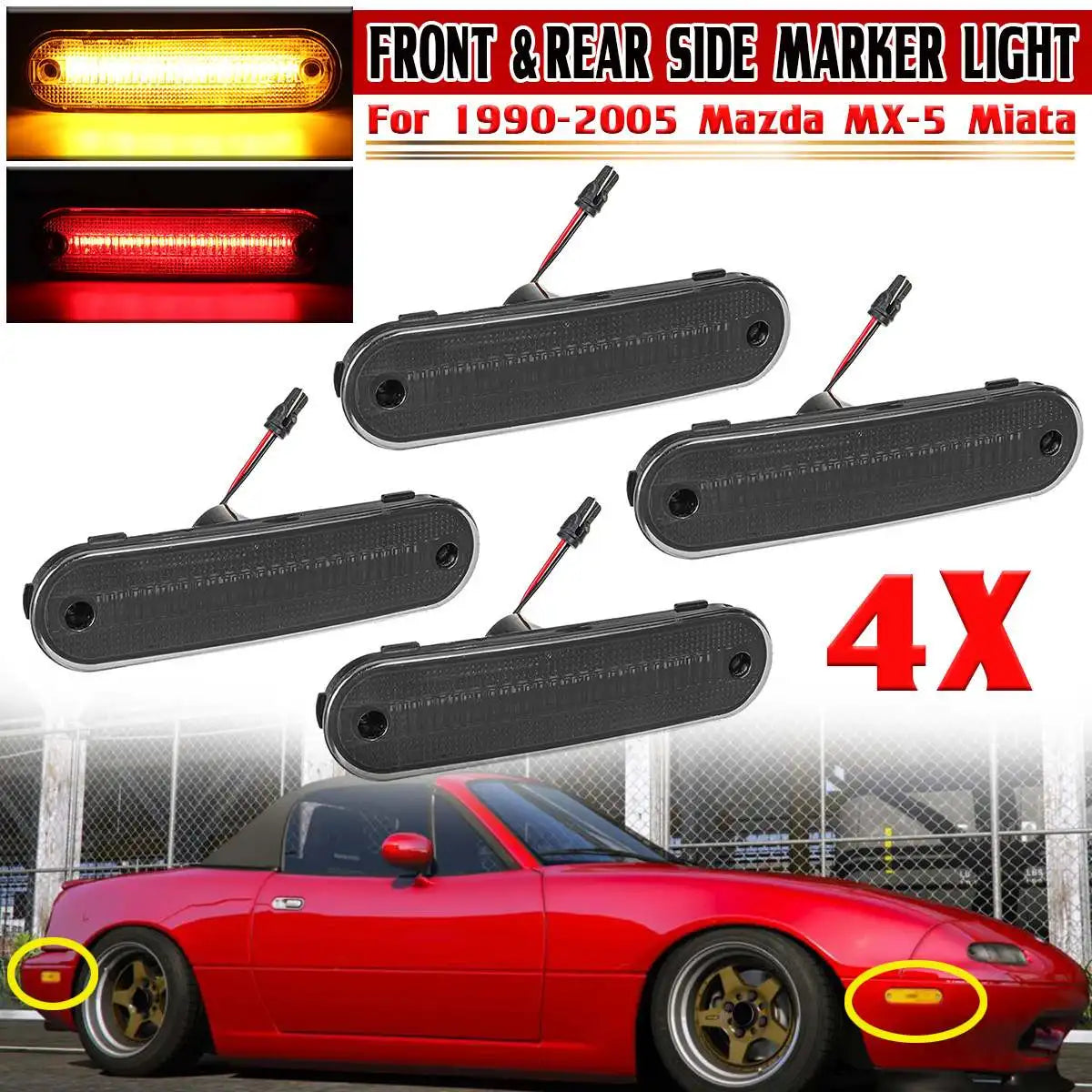 4x LED Front and Rear Turn Signal Lights Blinker Lamp For Mazda MX-5