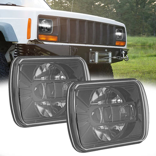 300W 7x6" 5X7" Black Rectangular Headlights 30000LM 6000K IP67 LED