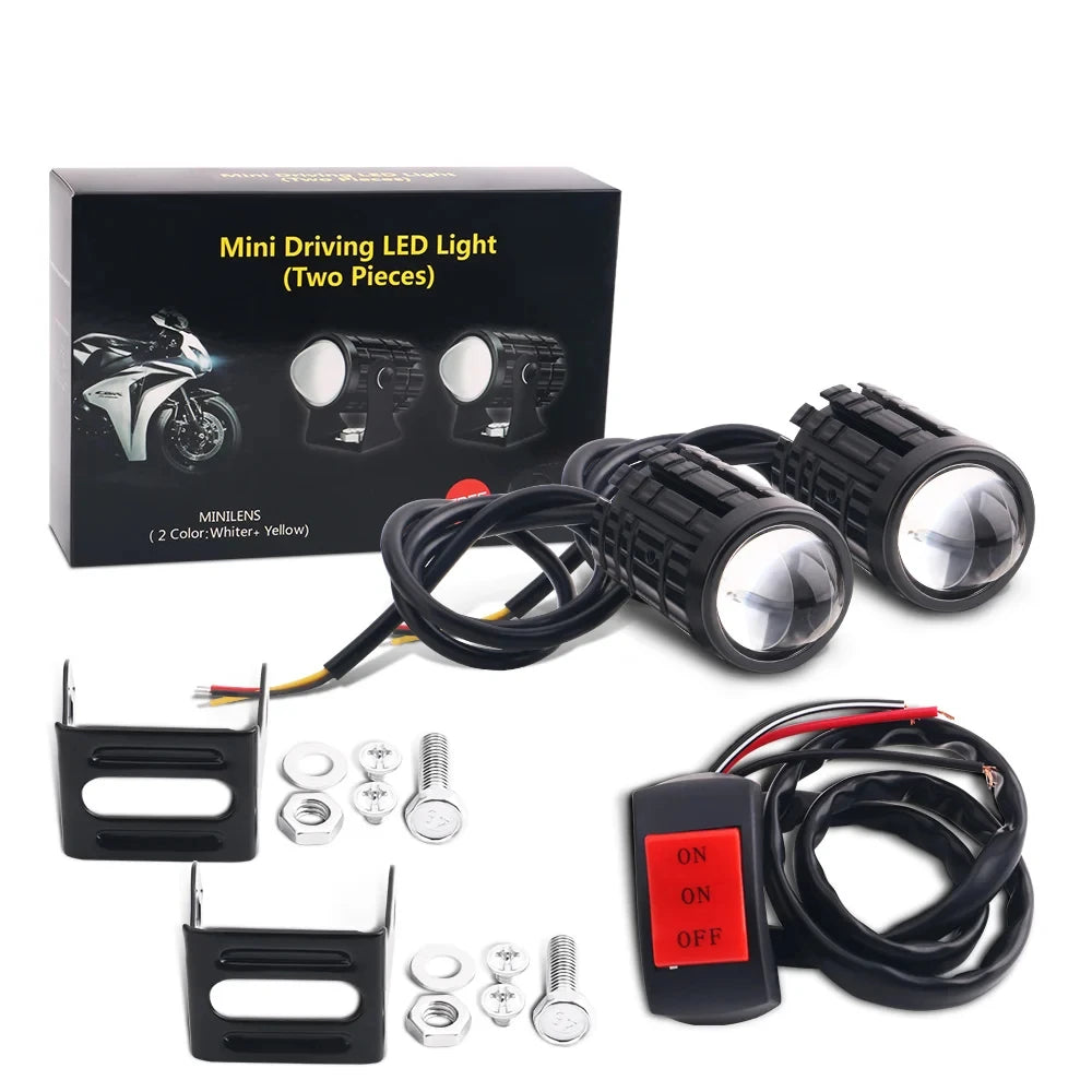 Universal Motorcycle LED Headlight Mini Driving Light Spotlights for