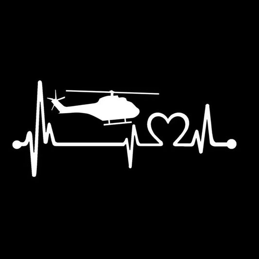 15.3CM*6.6CM Helicopter Heartbeat Lifeline Chopper Pilot Vinyl