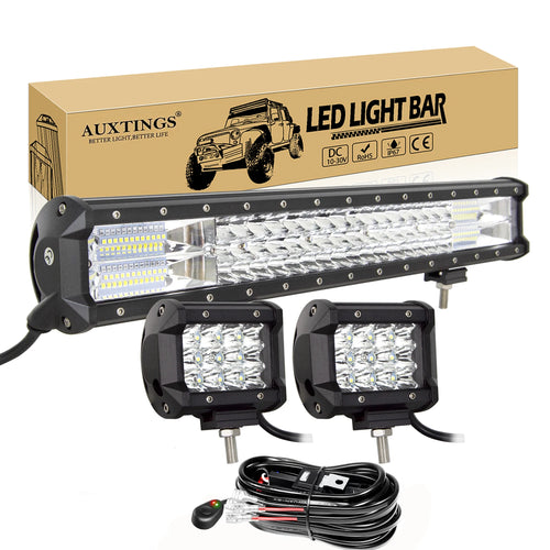 17- 44in 252W-612W Off Road LED Light Bar with 2Pcs 36W Work Light