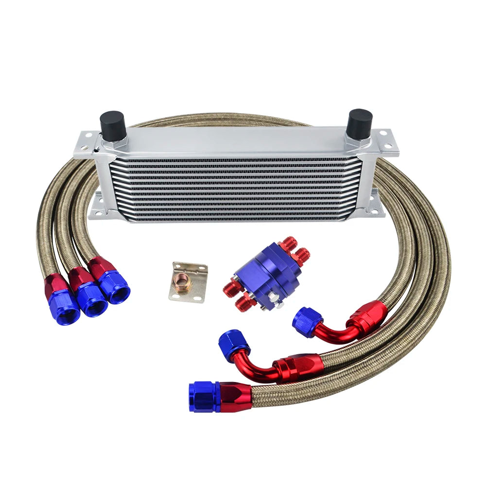 LIZHI Universal 13 Rows Oil Cooler Kit And Oil Filter Relocation Male