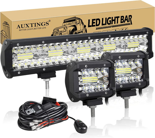 8D 9 - 23in 180W-480W Off Road LED Light Bar with 2x60W Work Light