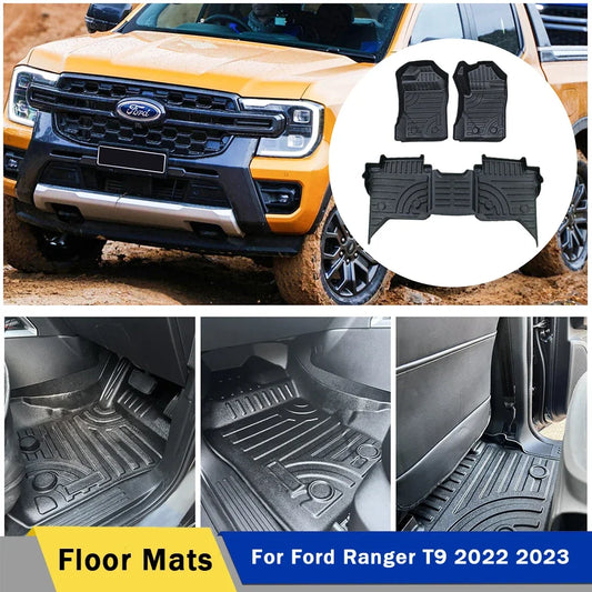 TPE 3D Rubber Floor Mats for Ford Ranger Next Gen 2022 2023 T9