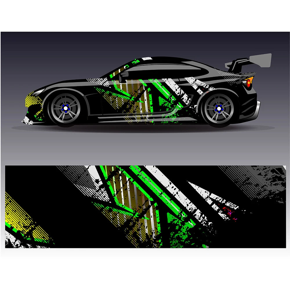 Abstract Curve Full Body Racing RV Graphic Decals Vinyl Wrap Camo