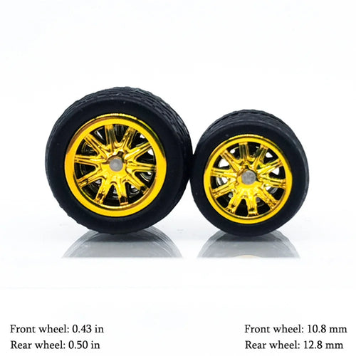 1/64 Model Car Wheels with Rubber Detachable Tires Ten Spokes