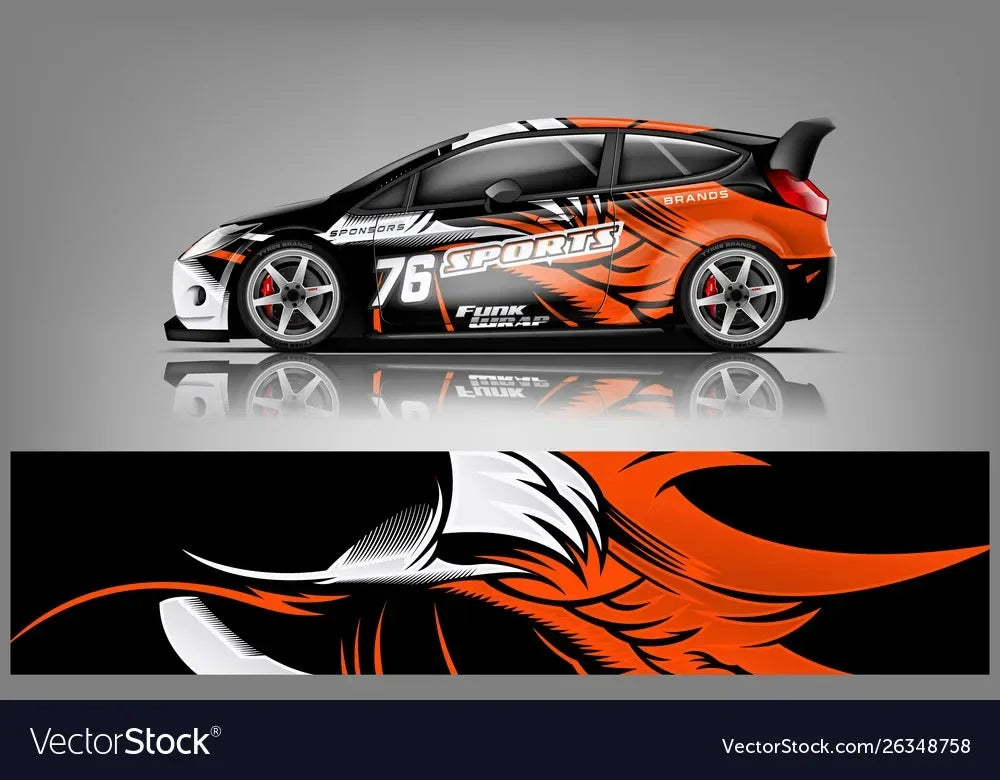 2PCS Colorful Racing Car Full Wrap Sticker Decal Decorative Cut Body