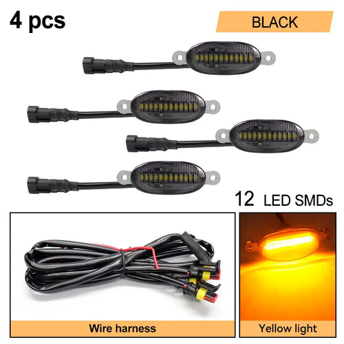 12 SMD White Amber Car Light LED Front Grille Running Lights For