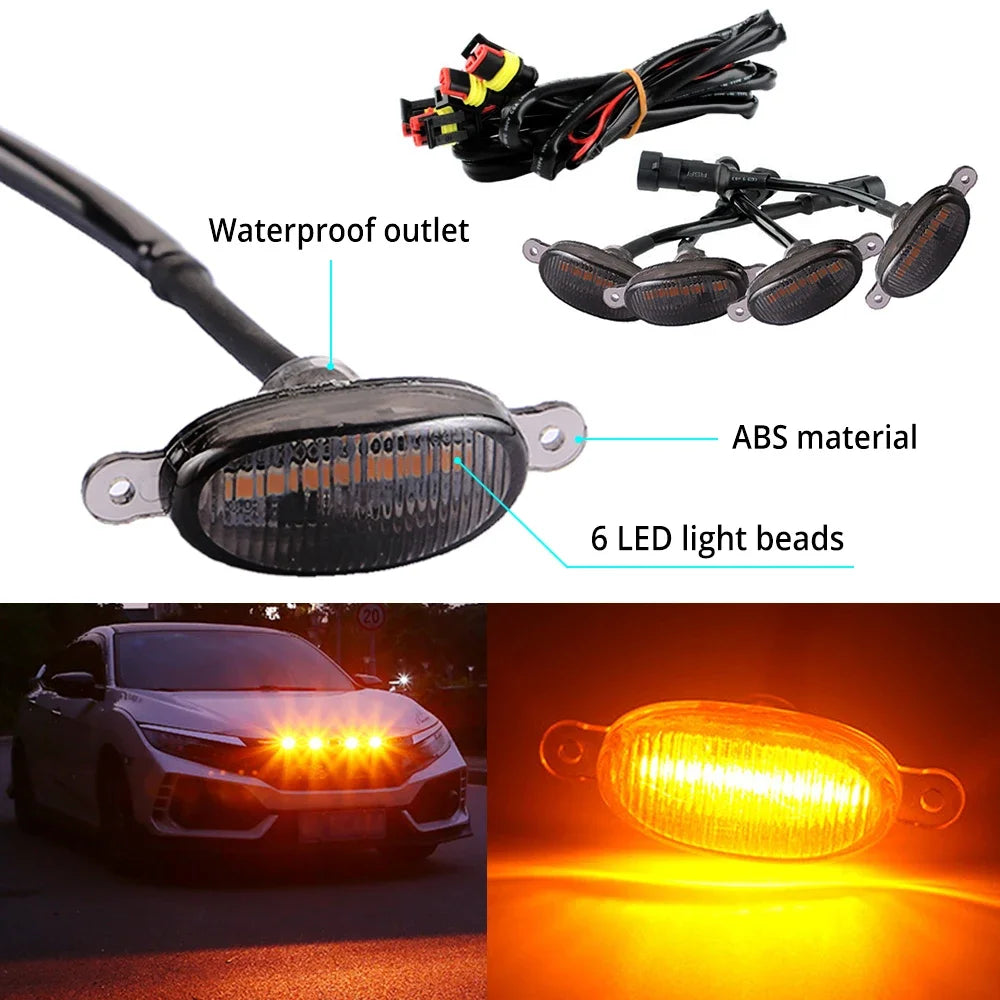 4X Car Lamp 4in1 Automotive High Brightness 6LED Medium Mesh Small