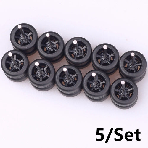 5Sets 1/64 Alloy Car Wheels With Rubber Tires Model Car Modified Parts