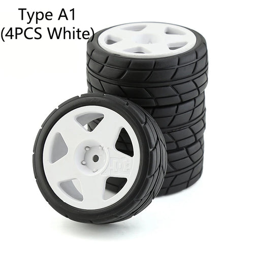 4Type RC Rally Car Plastic Wheel Rim Rubber Tires for 1/10 Model Car