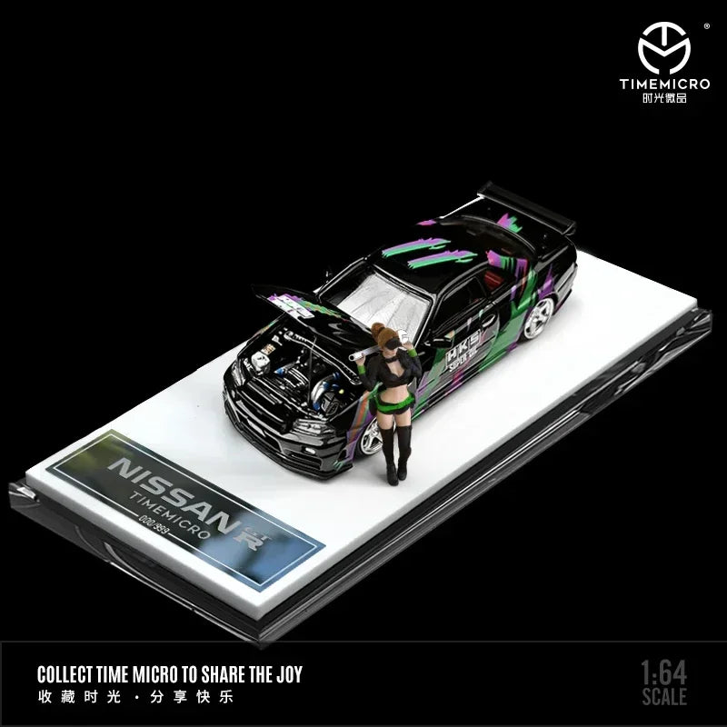 TimeMicro1:64 Gtr34 Open cover HKS White / Black / Purple limited999