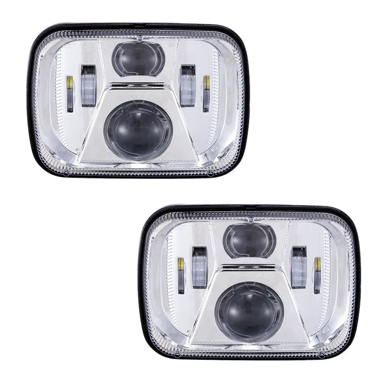 1Pair Headlamp 55W for Jeep YJ XJ Cherokee 5x7" Rectangular Led