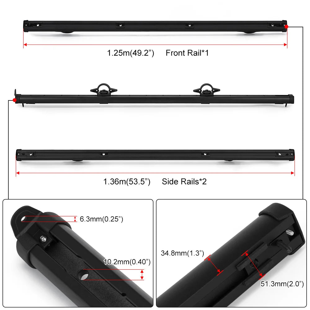 Trail Rail Kit For 20-22 Jeep Gladiator 3.0L 3.6L V6 Utility Rails Tie