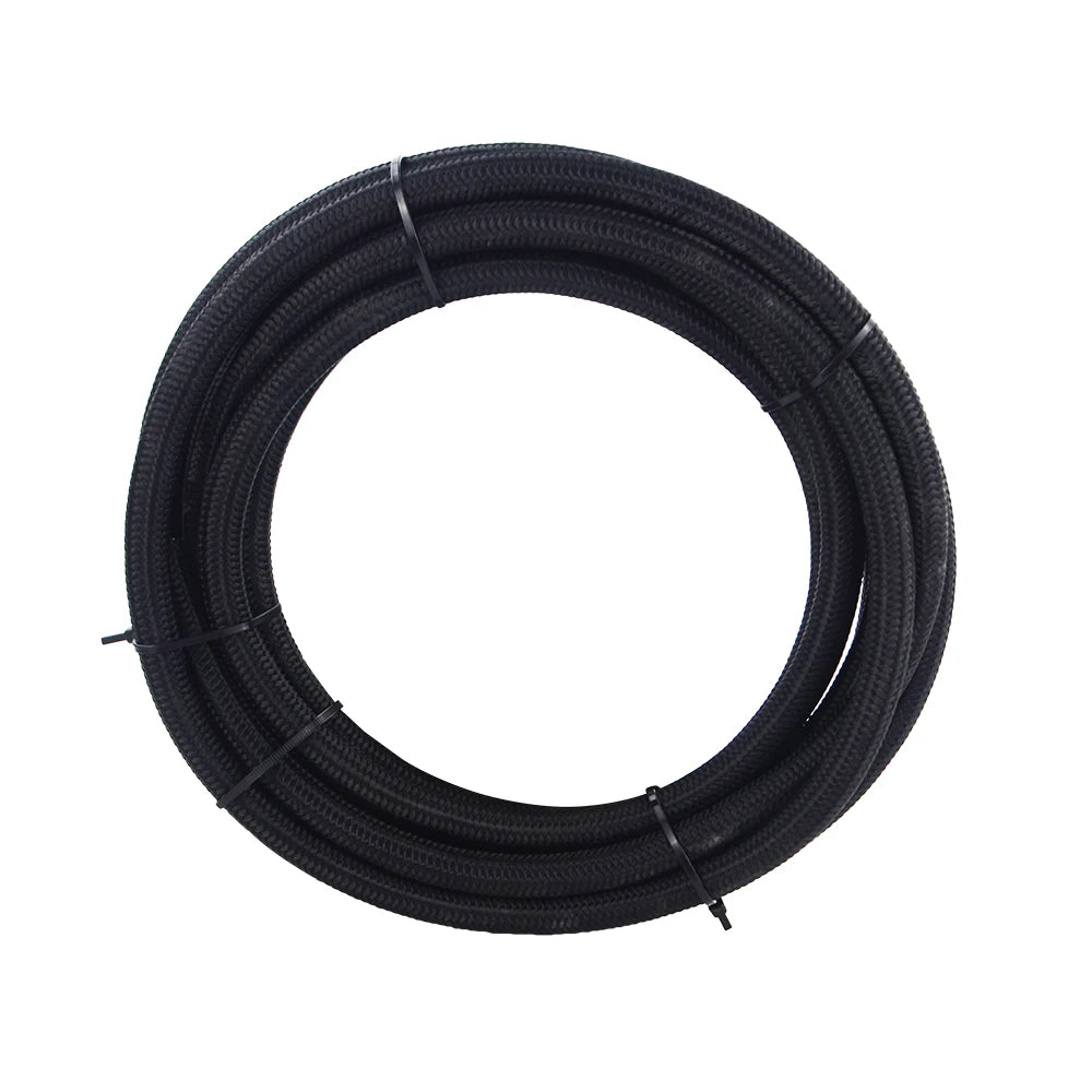 LIZHI RACING - AN6 Black  Braided Racing Hose Fuel Oil Line + Fitting