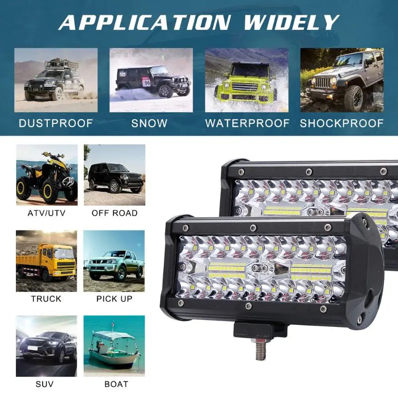 400W 7inch Flood Spot Off Road Driving Fog Boat Driving Light Work