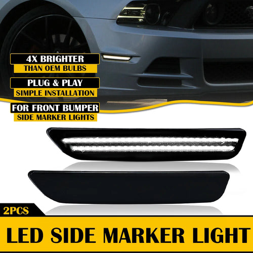 2Pcs Smoked LED Bumper Side Marker Light For Ford Mustang 2010 2011