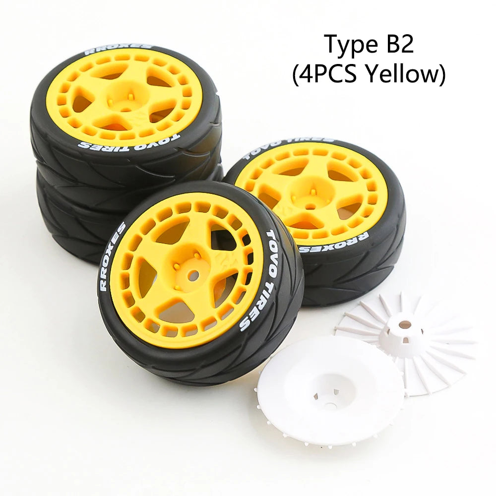 4Type RC Rally Car Plastic Wheel Rim Rubber Tires for 1/10 Model Car