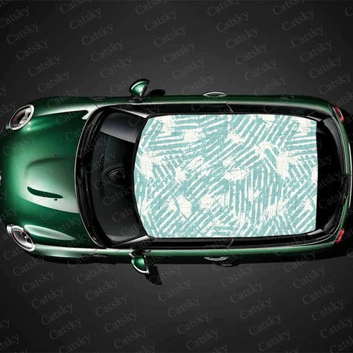 Abstract Green Smoke Car Roof Sticker Wrap Racing SUV Accessories