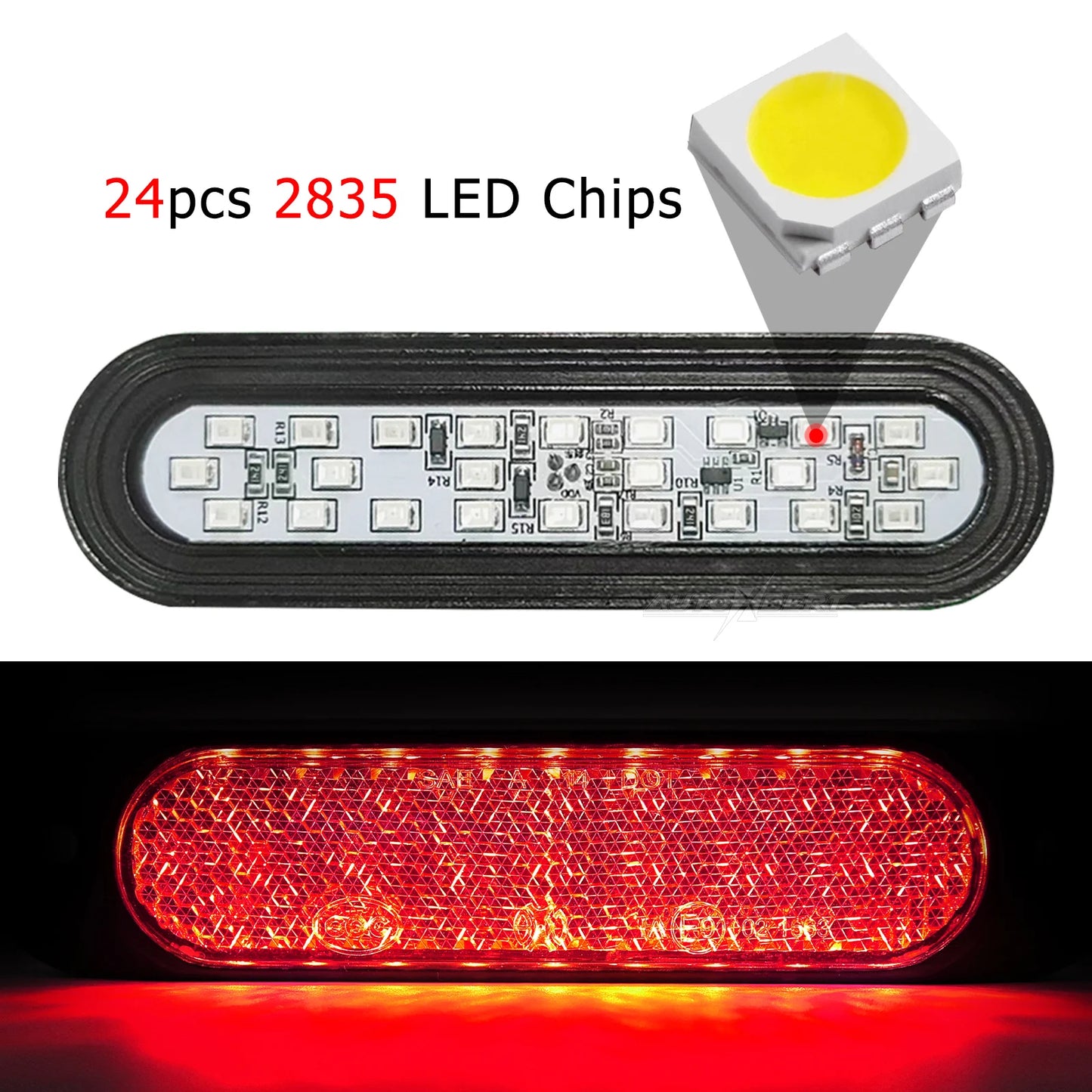 2pcs Universal LED 12V 24V Brake Stop Light Tail Driving Reflector ATV