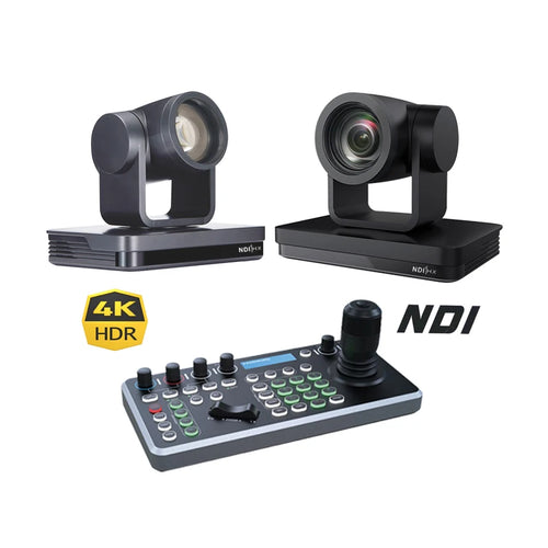 4k Ultra HD 2pcs NDI POE PTZ  12X Zoom Live Streaming Camera and 1PCS