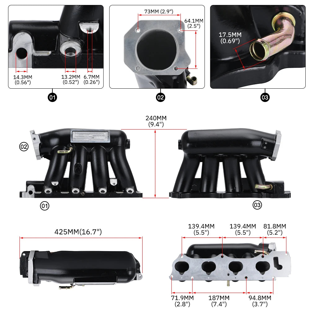 LIZHI - Aluminum Intake Manifold For 06-11 Honda Civic 04-08 Acura TSX