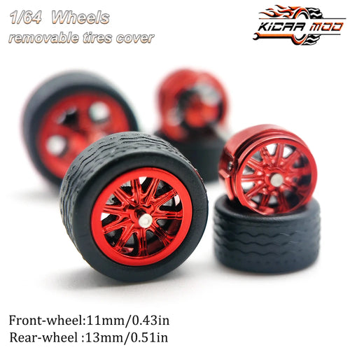 1/64 Model Car Wheels with Rubber Detachable Tires Ten Spokes