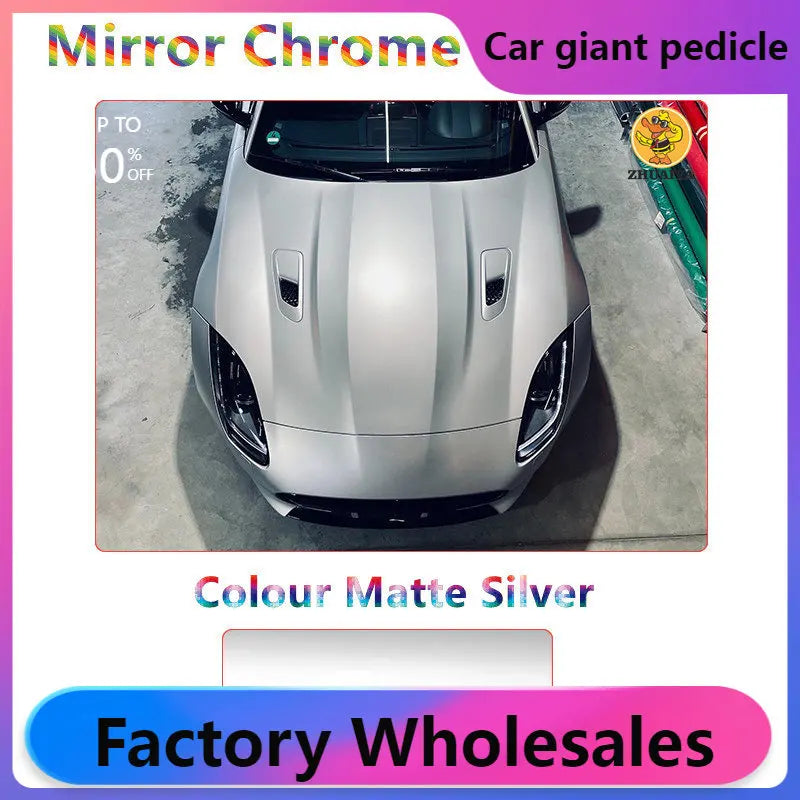 1.52X18M Stretchable Matte Silver Mirror Chrome Vinyl Wrap