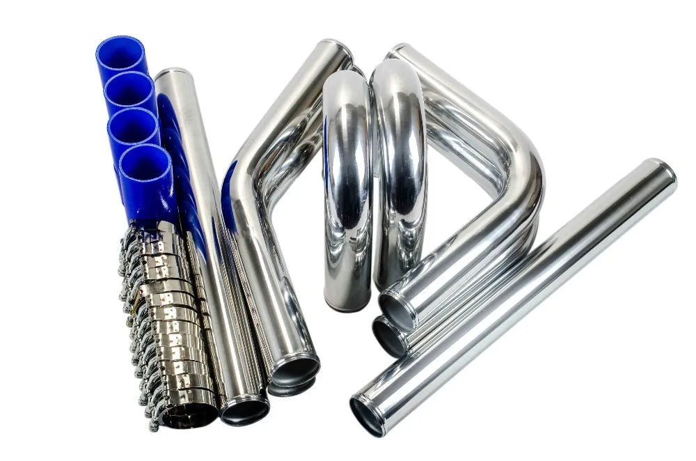 VR - 2.5'' 63mm Turbo Intercooler Pipe 8 Pcs Chrome Aluminum Pipe + T