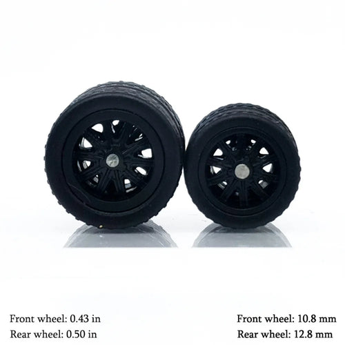 1/64 Model Car Wheels with Rubber Detachable Tires Ten Spokes