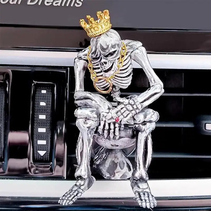 Skeleton Car Air Freshener, Desperate Crown Gold Chain Skull