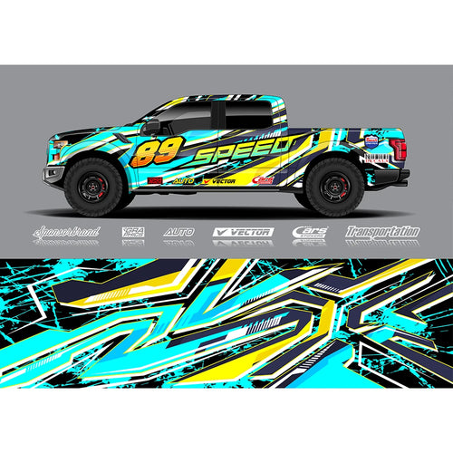 Yellow-green Gradient Full Body Racing RV Graphic Decals Vinyl Wrap