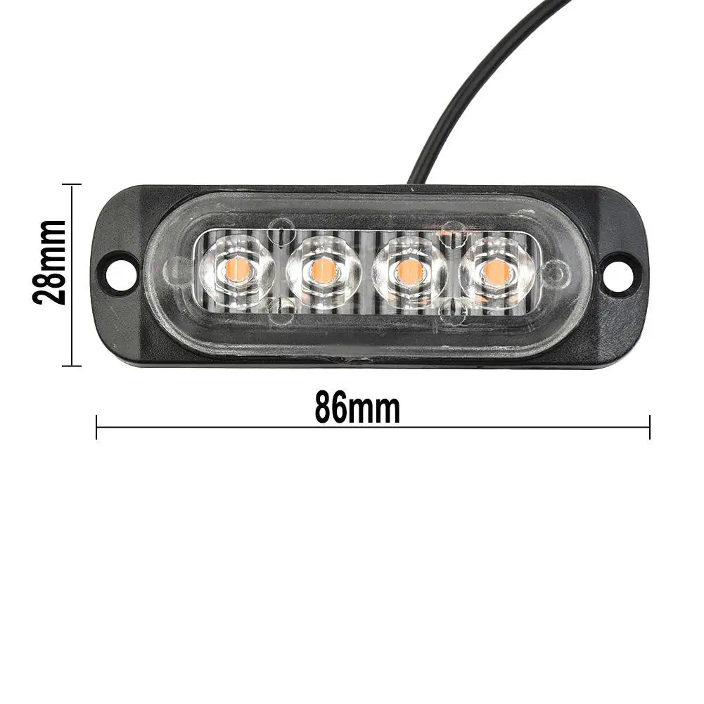 12-24V 12W 4LED Amber Work Light 800LM Driving Fog Truck Van Bar