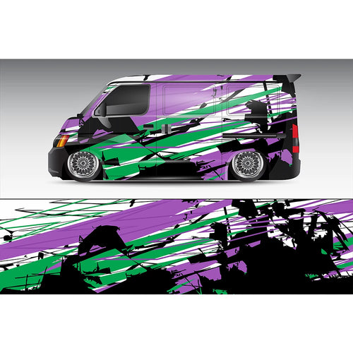 Yellow Purple Colorful Full Body Racing RV Graphic Decals Vinyl Wrap