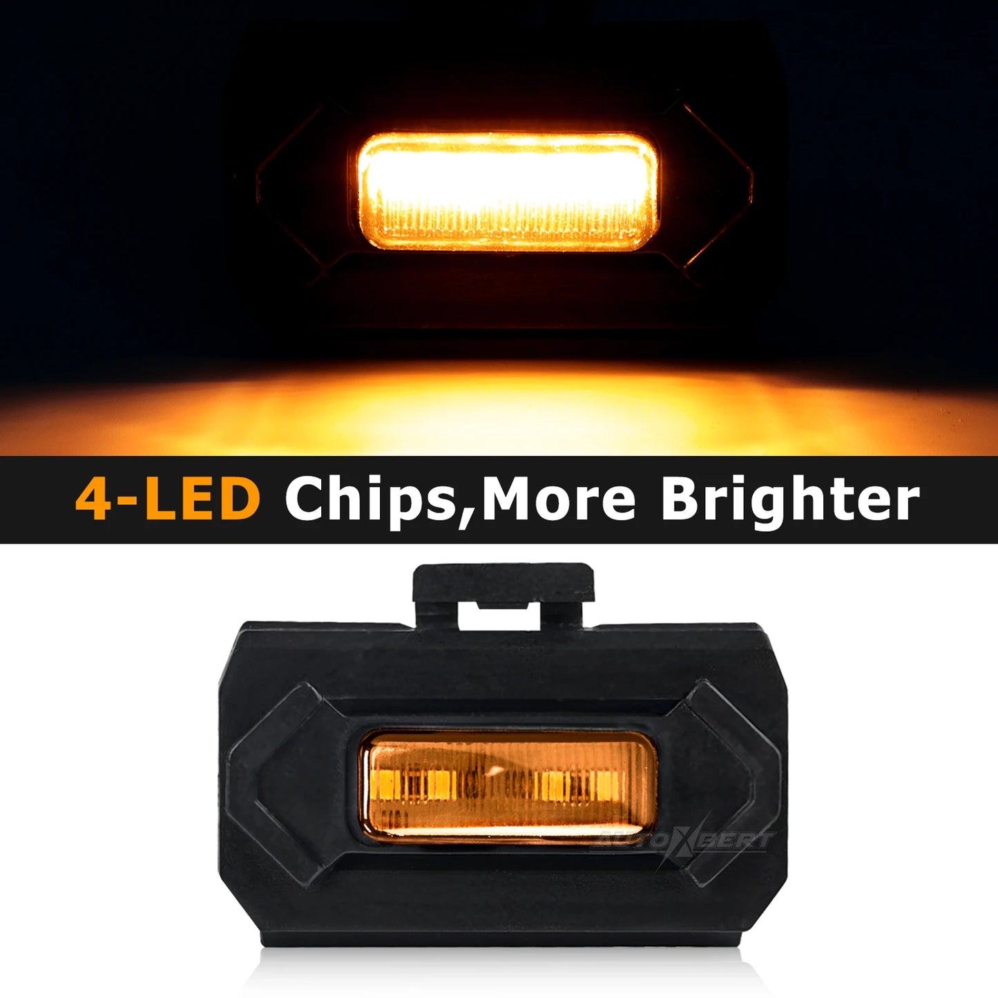 4Pcs Raptor-style Yellow Lens Amber 4 LED 12v Front Grille Light Kit