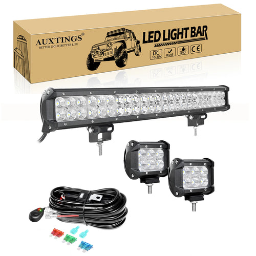 3D 20- 44in 126W-288W Off Road LED Light Bar with 2x18W Flood Work